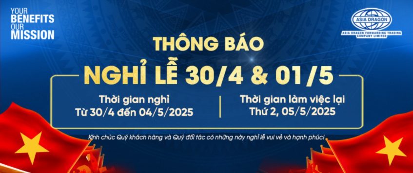 RỒNG Á ​​CHÂU THÔNG BÁO NGHỈ LỄ GIẢI PHÓNG MIỀN NAM 30/4 & QUỐC TẾ LAO ĐỘNG 01/5